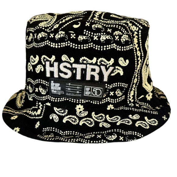 HSTRY by NAS “New York City to the World” Blk Cargo Bucket Hat Paisley Print - Picture 1 of 5